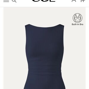 OGL move - BRAMI -Navy boatneck, open back tank Top with Built-in Bra